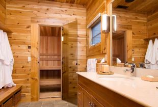 Skleněné dveře do sauny: designové prvky (22 fotografií)