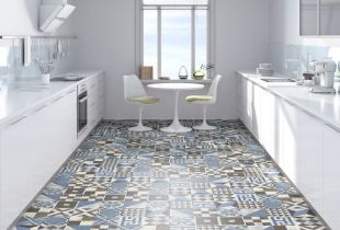 Πλακάκια για την κουζίνα στο πάτωμα (34 φωτογραφίες): επιλέξτε τον καλύτερο σχεδιασμό