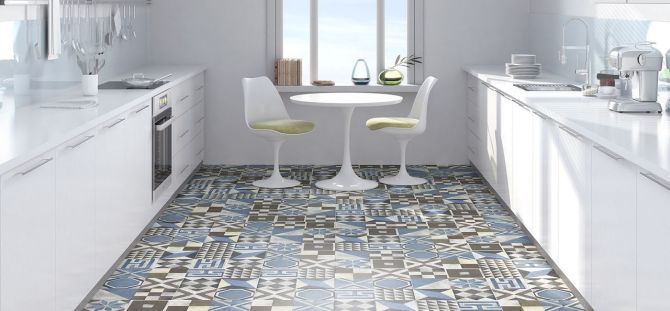 Azulejos para la cocina en el piso (34 fotos): elige el mejor diseño