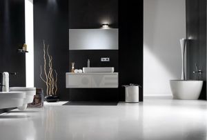 Màu đen và sắc thái của nó trong nội thất phòng tắm