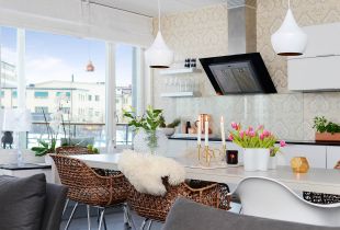 Μοντέρνο σκανδιναβικό στυλ στο εσωτερικό του σαλόνι, μπάνιο, υπνοδωμάτιο και κουζίνα (25 φωτογραφίες)