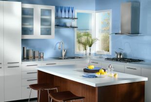 Μπλε κουζίνα (115 φωτογραφίες): μοντέρνοι εσωτερικοί χώροι με φωτεινές λεπτομέρειες