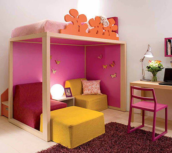 Pokój dziecinny dla dziewczynki z różowym rogiem