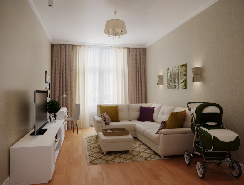 Laconic design malého obývacího pokoje