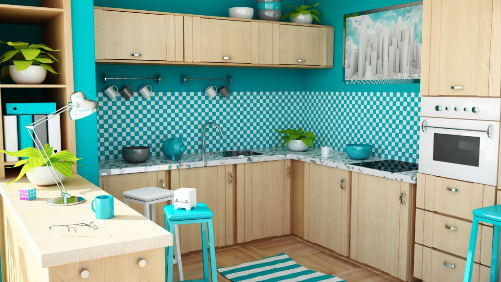 Giấy dán tường màu trắng ngọc lục bảo có thể giặt trong nhà bếp