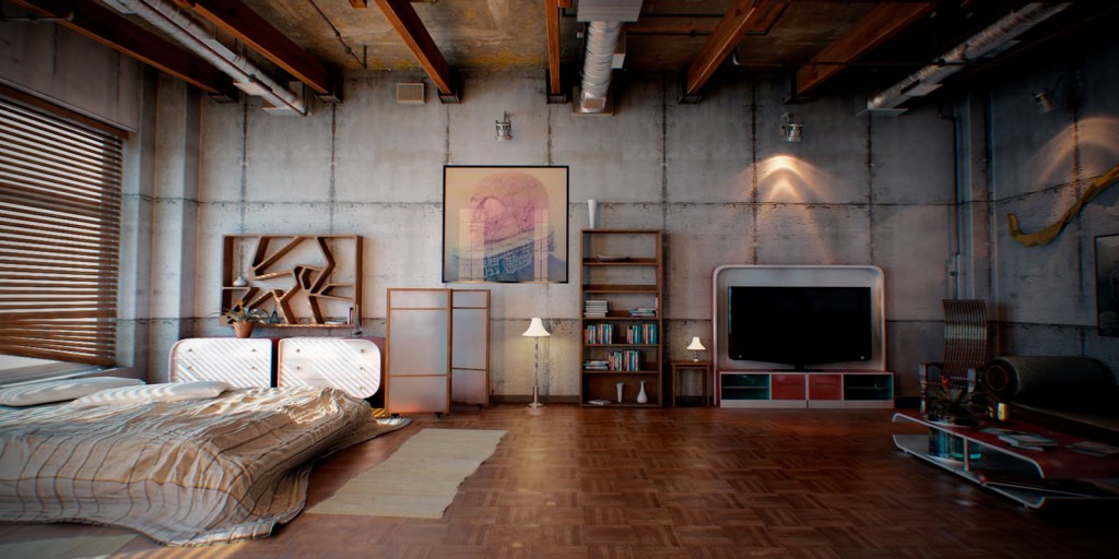 Loft-style studio apartment
