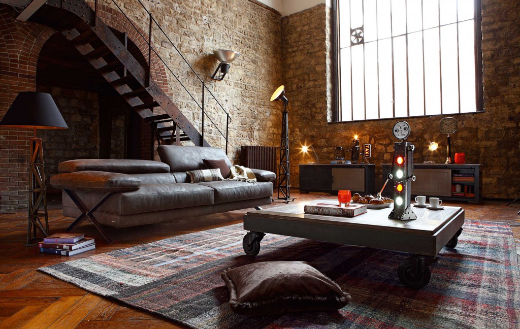 Moderní obývací pokoj ve stylu podkroví