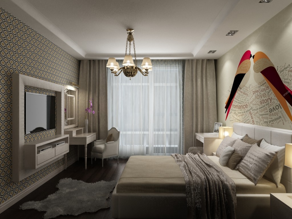Μικρό υπνοδωμάτιο με χαλαρωτικά χρώματα με τηλεόραση