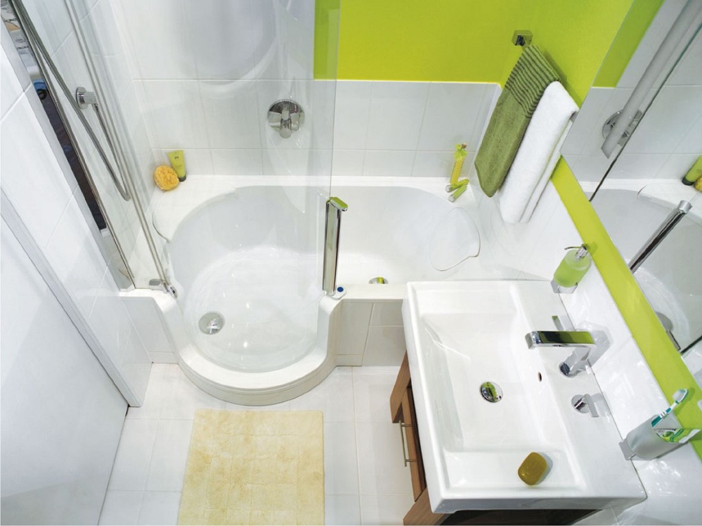 Λευκό και πράσινο μικρό μπάνιο
