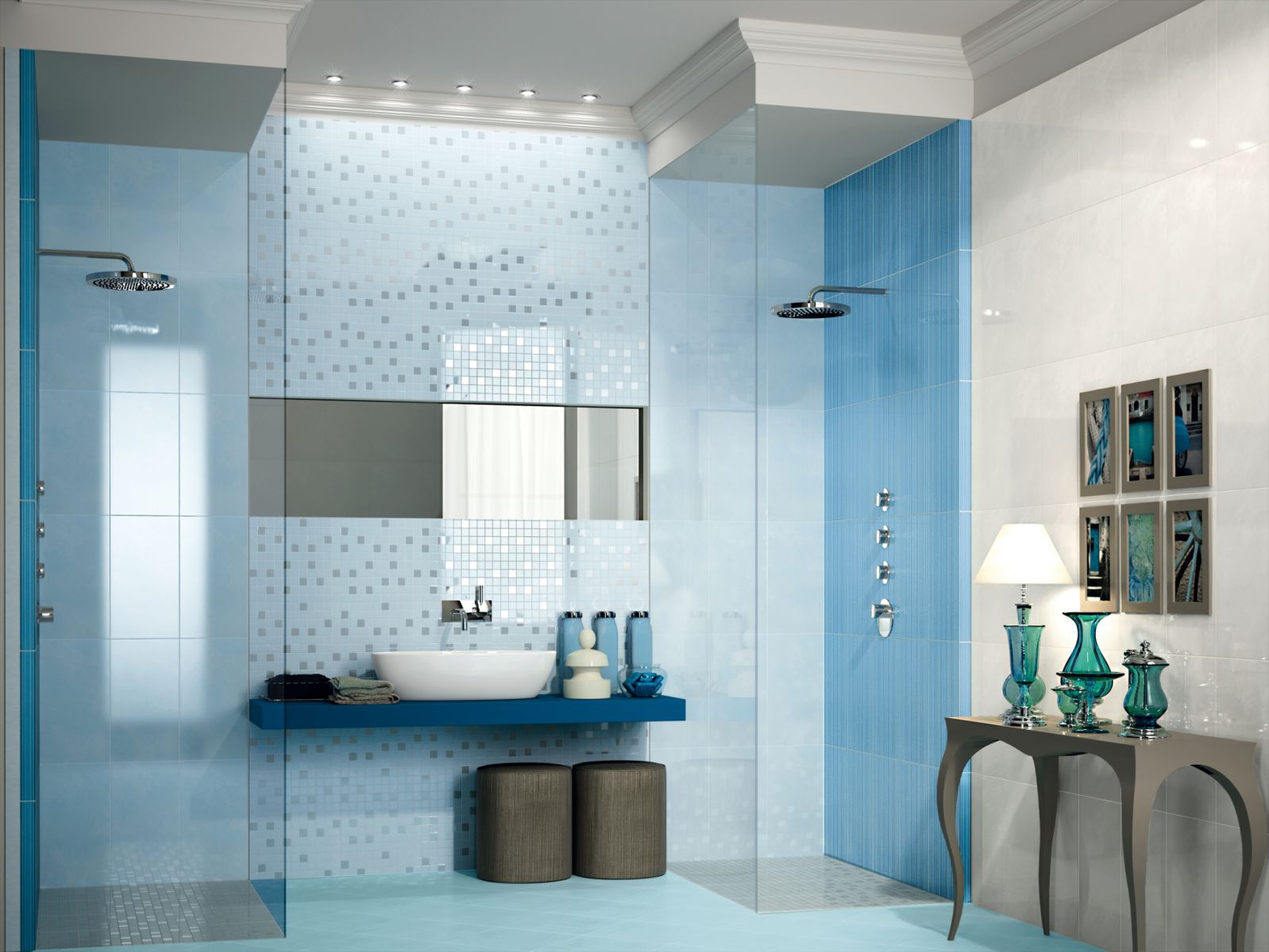 Μπλε τοίχο στο μπάνιο