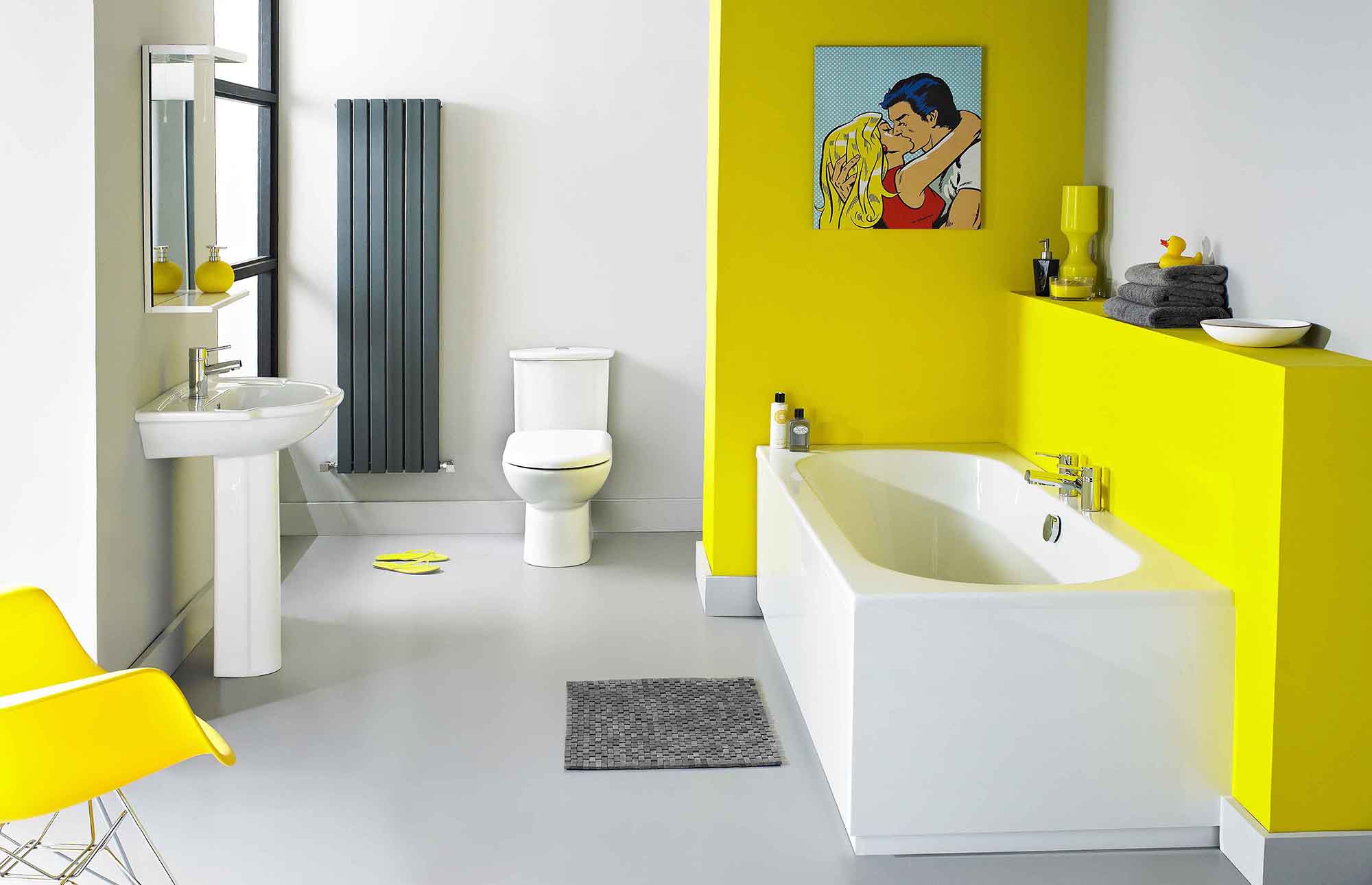 Λευκό και κίτρινο μεγάλο μπάνιο