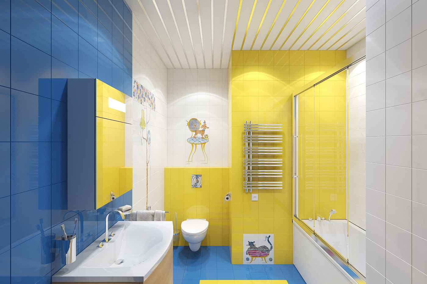 Κίτρινο και μπλε μπάνιο