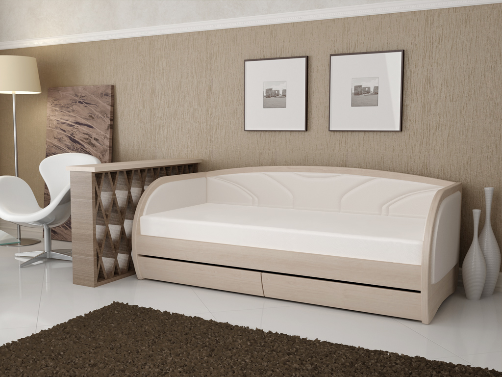 Οθωμανικό κρεβάτι κάτω από λευκασμένη βελανιδιά