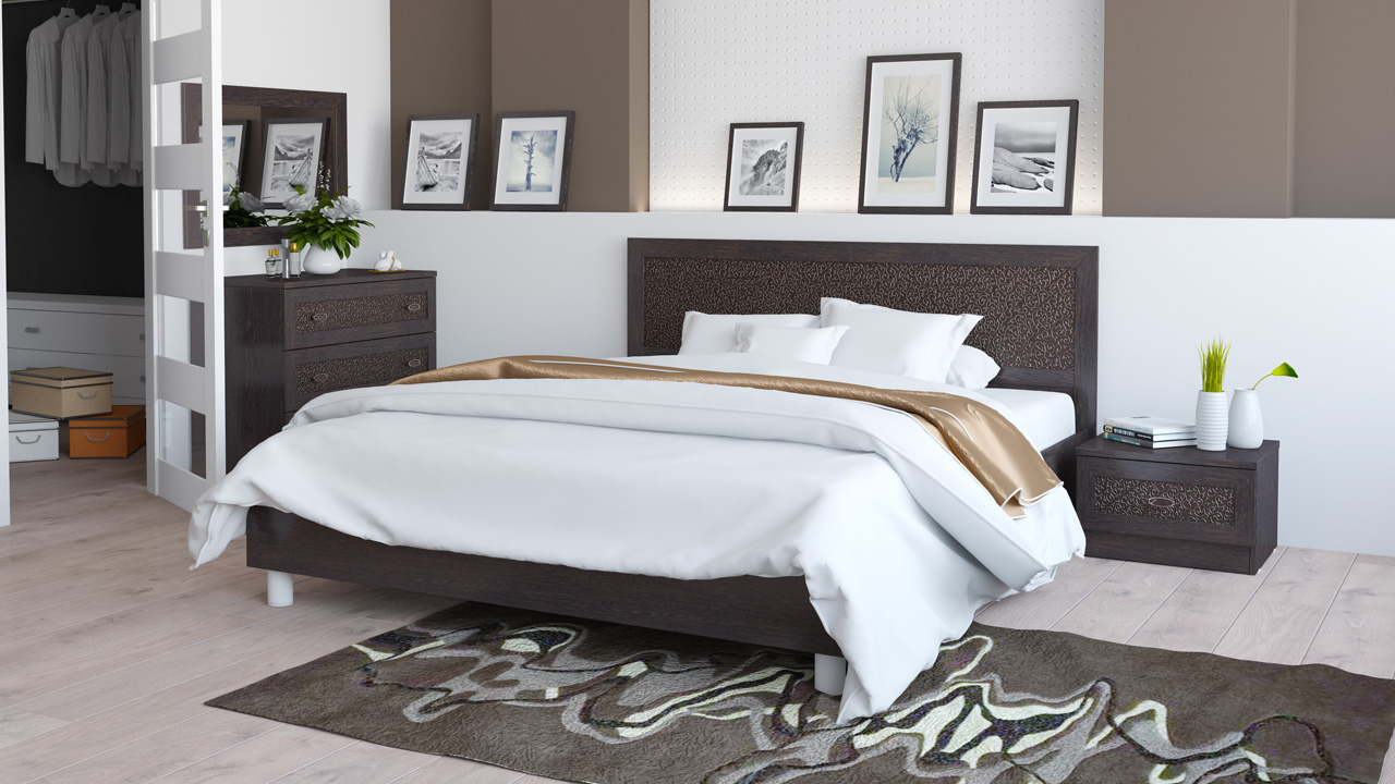 Κρεβάτι Wenge με διακόσμηση