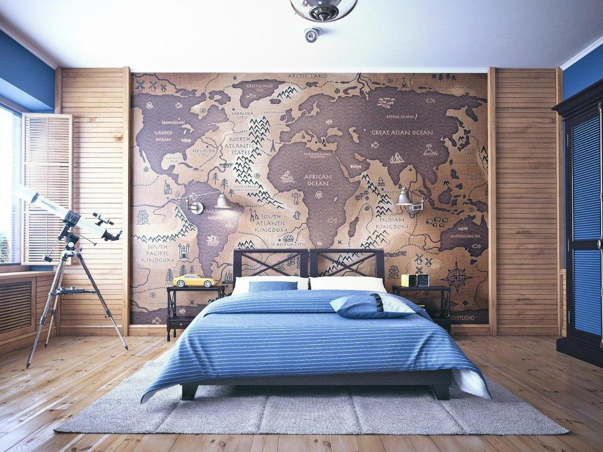 Ταπετσαρία με τη μορφή χάρτη για ένα δωμάτιο έφηβος
