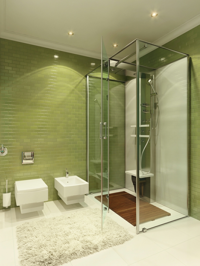 Μπάνιο με ντους πράσινο
