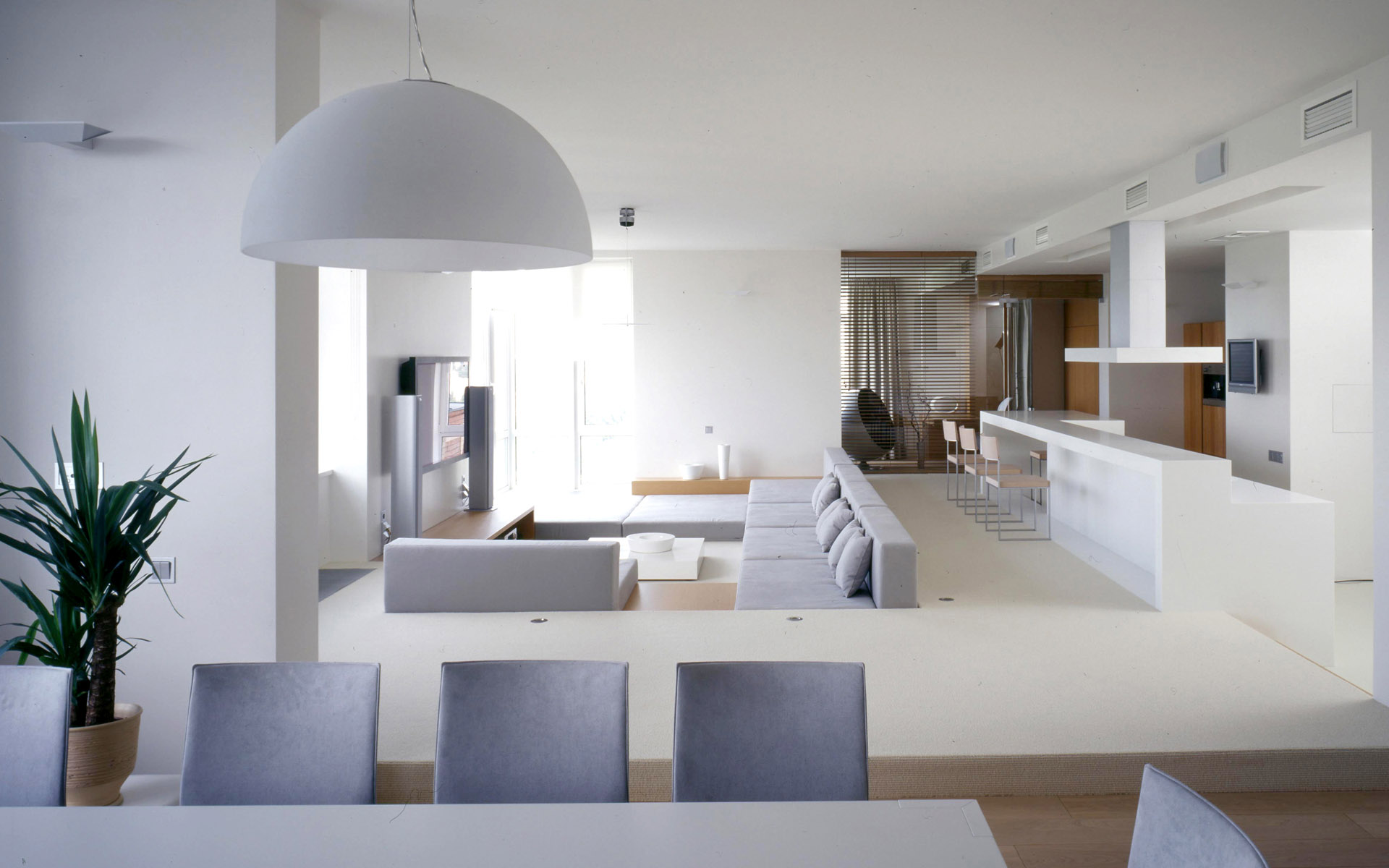 Minimalisme stil stue kjøkken design