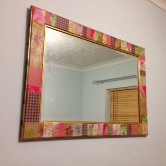 Decoupage Badezimmerspiegel