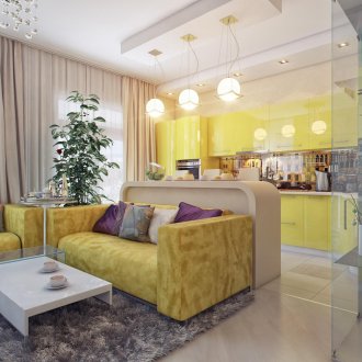 Salon ve mutfağı aydınlatmak için yuvarlak lambalar