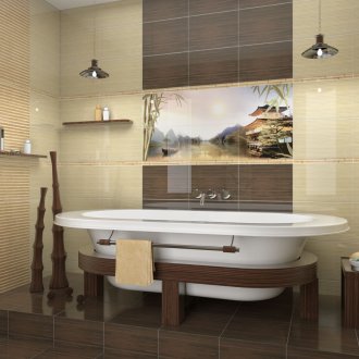 Banyo iç bambu görüntü ile döşemek