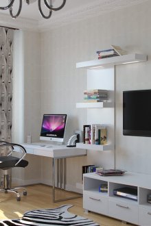Çalışma alanı ile beyaz oturma odası