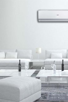 Minimalist bir oturma odası iç beyaz Klima