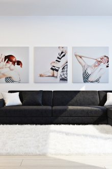 Interior minimalista da sala de estar de contraste