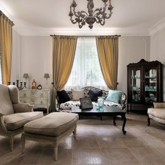 French Beige Brown Living Room