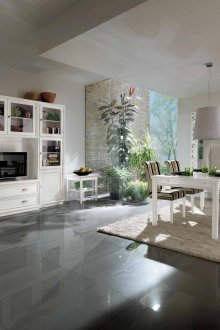 Sala de estar em estilo clássico, cinza e branco