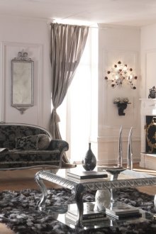 Sala de estar clássica cinza e branca elegante