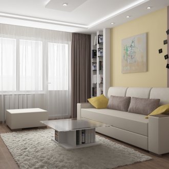 Yellow accents in a modern living room
