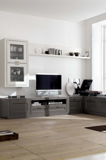 White, gray and brown colors in the interior of a modern living room