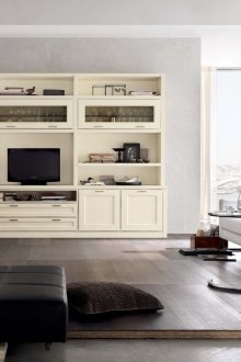 White, cream and brown colors in the interior of a modern living room