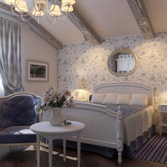 Kirişli Provence tarzı yatak odası