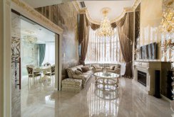 French curtains emphasize the luxury of the interior