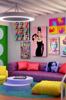 Pop art oturma odası dekorasyonu