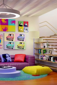 Pop sanat tarzı oturma odası iç