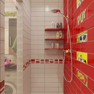 Kırmızı ve beyaz Pop Art banyo