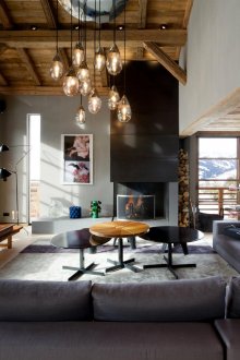 Salon moderne de style chalet