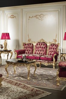 Altın kırmızı Barok salon mobilyaları
