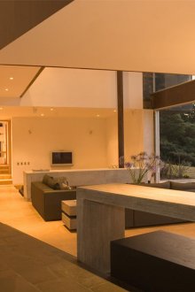 Salón-cocina en la casa al estilo constructivista.