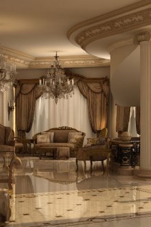 Grand salon avec escalier à l'italienne