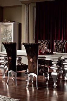 Gümüş-kahverengi art deco yemek odası mobilya