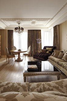Art deco tarzında rahat bir oturma odasında lüks mobilya