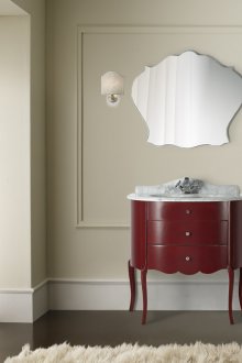 Kırmızı ve beyaz art deco banyo dolap