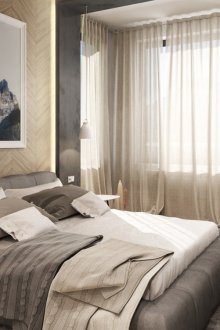 Beige wall and floor in the bedroom.