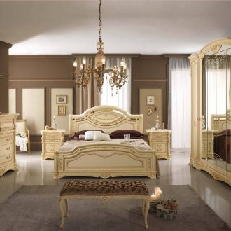 Beige furniture in a classic bedroom