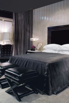 Luxurious black and white Art Deco bedroom