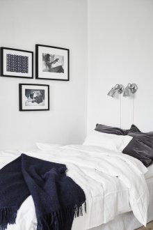 Minimalist black and white bedroom interior