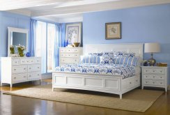 Όμορφο υπνοδωμάτιο με μπλε και άσπρο χρώμα